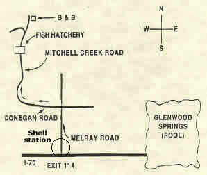 Map to the Mitchell Creek Bed and Breakfast